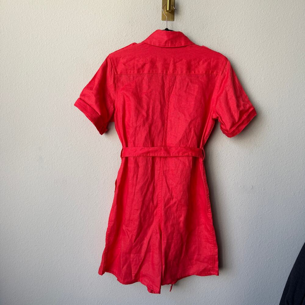 Banana Republic Red Linen Belted Safari Romper Size XXS - Picture 4 of 8